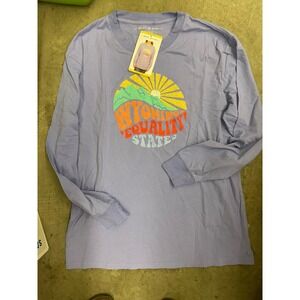 State of Mine Rolling Sun WY Wyoming Blue Purple Long Sleeve Tee MEDIUM